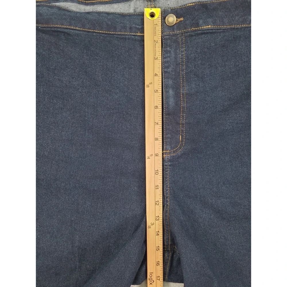 Woman Within Womens 42W Dark Wash Denim Bermuda Shorts Stretch Cuffed Blue